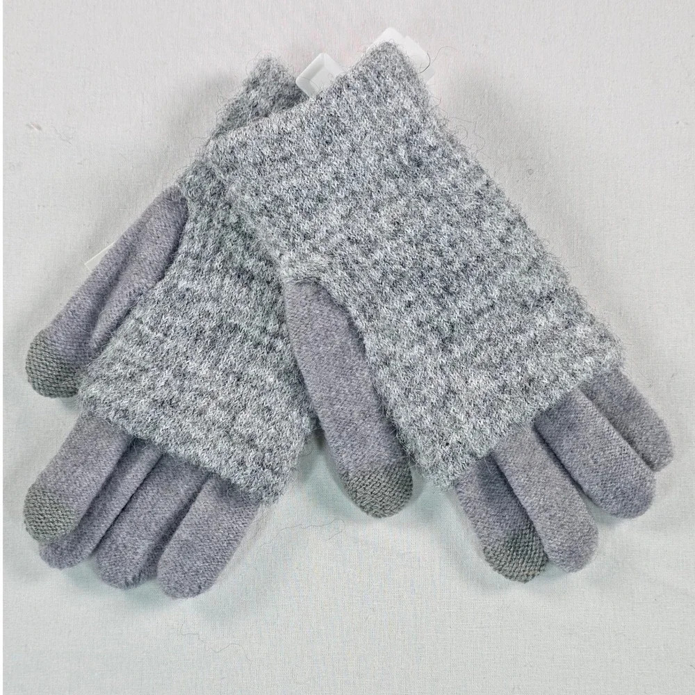 Steve Madden Womens Tech Touch Gloves OS Gray Knit Touchscreen Compatible NWT